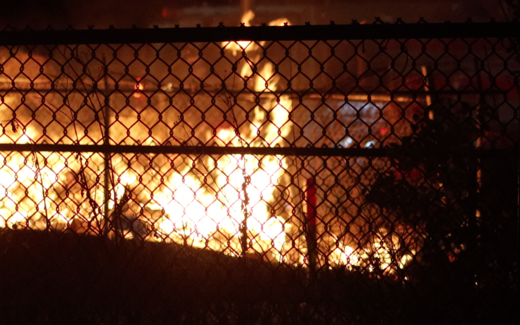 Firefighters responded to a trash fire at a construction site in