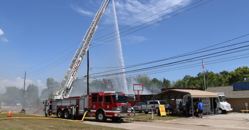 Smokey conditions on the Eastex Freeway were from a large commercial building fire in northeast Houston