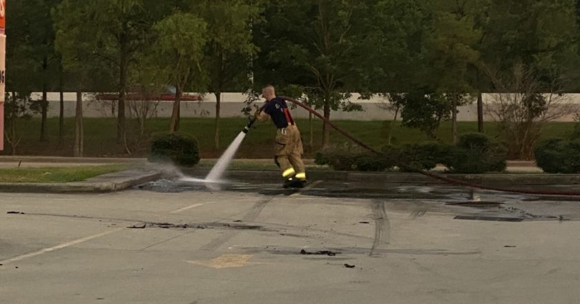 Photos: Car fire in front of Popeyes in Summer Creek Plaza