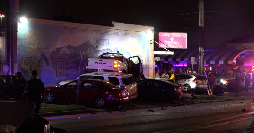 Speeding truck driver lands on top of four cars in Houston’s 3rd Ward